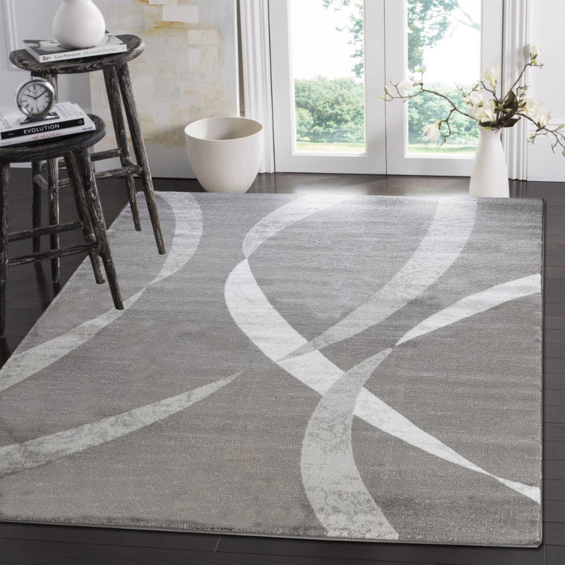 Orren Ellis Gaeta Abstract Gray/White Area Rug & Reviews Wayfair